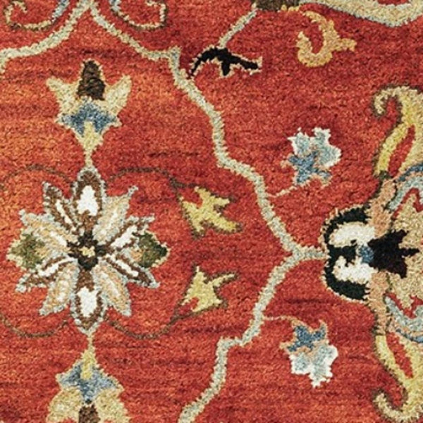 HomeRoots 7' Hand-Tufted Wool Runner Rug with Elegant Floral Medallion Design for Timeless Home Decor 7' Runner 375523