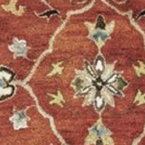 HomeRoots 7' Hand-Tufted Wool Runner Rug with Elegant Floral Medallion Design for Timeless Home Decor 3' X 5' 375524