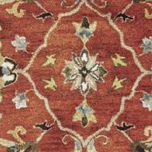 HomeRoots 7' Hand-Tufted Wool Runner Rug with Elegant Floral Medallion Design for Timeless Home Decor 3' X 5' 375524