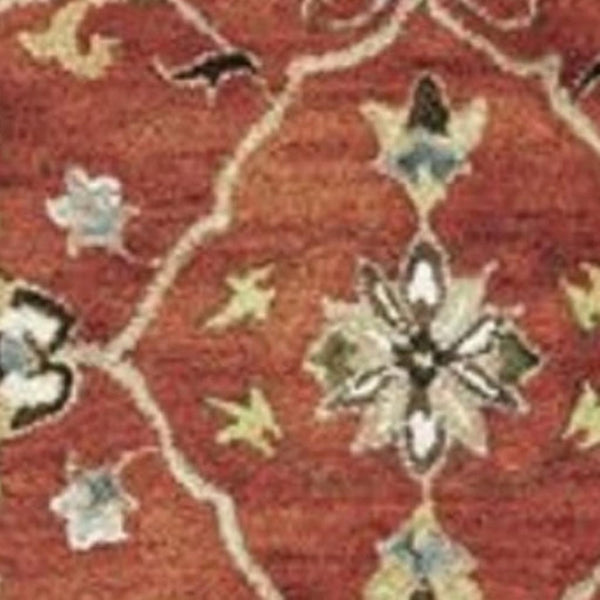 HomeRoots 7' Hand-Tufted Wool Runner Rug with Elegant Floral Medallion Design for Timeless Home Decor 3' X 5' 375524