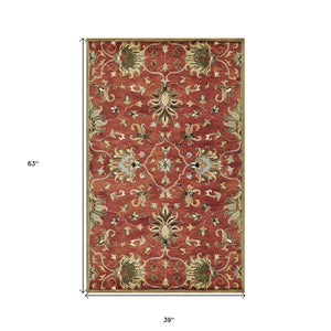 HomeRoots 7' Hand-Tufted Wool Runner Rug with Elegant Floral Medallion Design for Timeless Home Decor 3' X 5' 375524