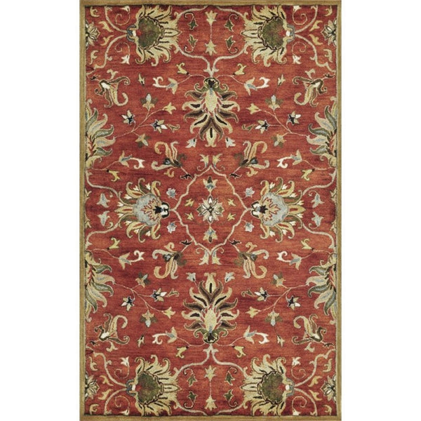HomeRoots 7' Hand-Tufted Wool Runner Rug with Elegant Floral Medallion Design for Timeless Home Decor 3' X 5' 375524