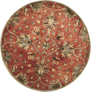 HomeRoots 7' Hand-Tufted Wool Runner Rug with Elegant Floral Medallion Design for Timeless Home Decor 6' Round 375525