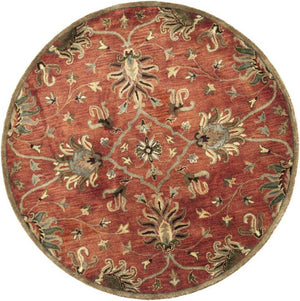 HomeRoots 7' Hand-Tufted Wool Runner Rug with Elegant Floral Medallion Design for Timeless Home Decor 6' Round 375525