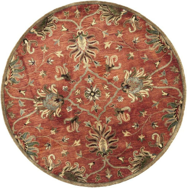 HomeRoots 7' Hand-Tufted Wool Runner Rug with Elegant Floral Medallion Design for Timeless Home Decor 6' Round 375525