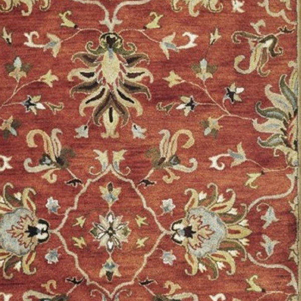 HomeRoots 7' Hand-Tufted Wool Runner Rug with Elegant Floral Medallion Design for Timeless Home Decor 5' X 8' 375526