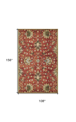 HomeRoots 7' Hand-Tufted Wool Runner Rug with Elegant Floral Medallion Design for Timeless Home Decor 9' X 13' 375528
