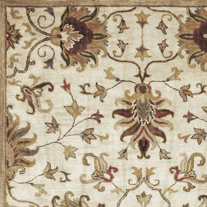 Homeroots 3' X 5' Champagne Beige Hand Tufted Wool Traditional Floral Indoor Area Rug  Wool 375529