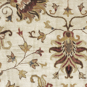Homeroots 3' X 5' Champagne Beige Hand Tufted Wool Traditional Floral Indoor Area Rug  Wool 375529