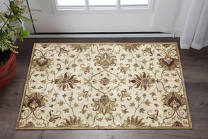 HomeRoots 8' Hand-Tufted Wool Runner Rug with Elegant Floral Medallion Design for Hallways and Entryways 3' X 5' 375529