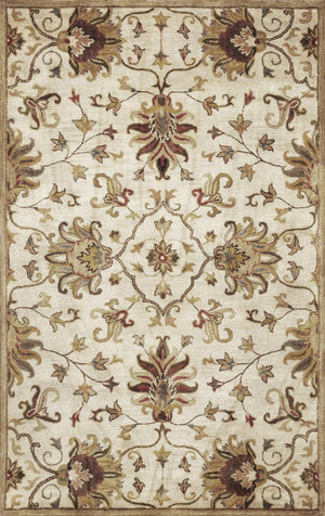 HomeRoots 8' Hand-Tufted Wool Runner Rug with Elegant Floral Medallion Design for Hallways and Entryways 3' X 5' 375529