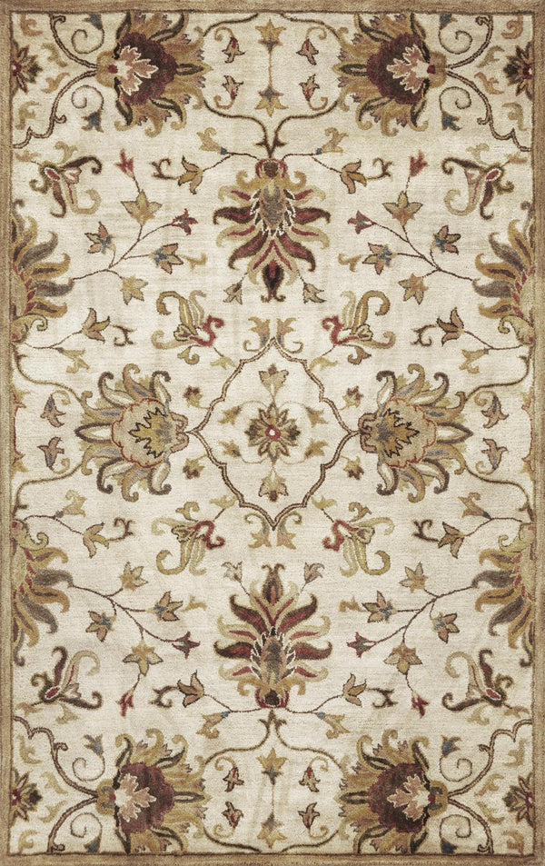 HomeRoots 8' Hand-Tufted Wool Runner Rug with Elegant Floral Medallion Design for Hallways and Entryways 3' X 5' 375529