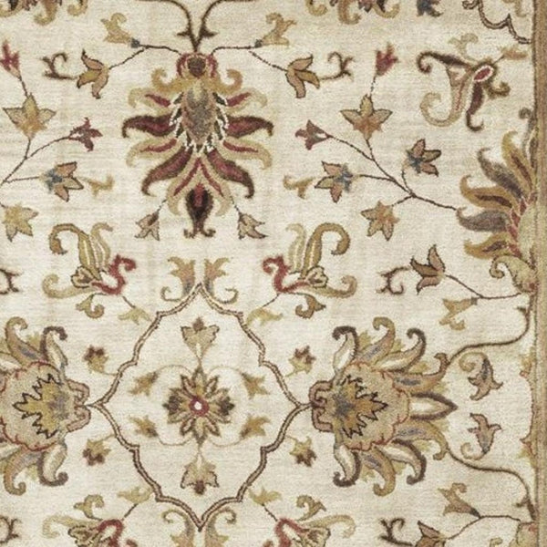 HomeRoots 8' Hand-Tufted Wool Runner Rug with Elegant Floral Medallion Design for Hallways and Entryways 5' X 8' 375531