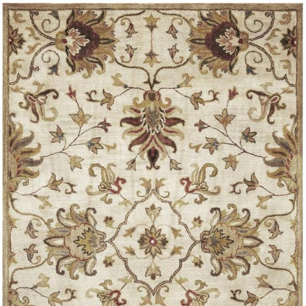 HomeRoots 8' Hand-Tufted Wool Runner Rug with Elegant Floral Medallion Design for Hallways and Entryways 5' X 8' 375531