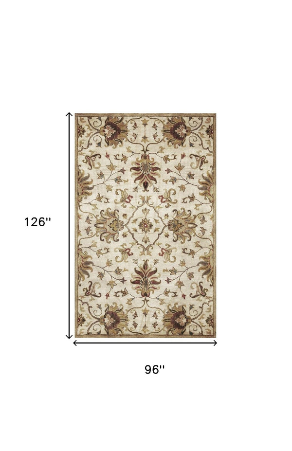 Homeroots 96 X 126 Champagne Wool Rug  Wool 375532