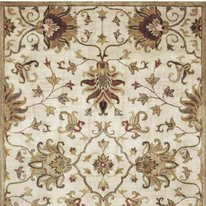 HomeRoots 8' Hand-Tufted Wool Floral Medallion Area Rug in Champagne, Red & Brown for Timeless Elegance 8' X 11' 375532