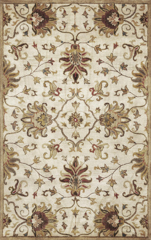 Homeroots 9' X 13' Beige Blue And Ivory Wool Floral Vines Hand Tufted Area Rug  Wool 375533