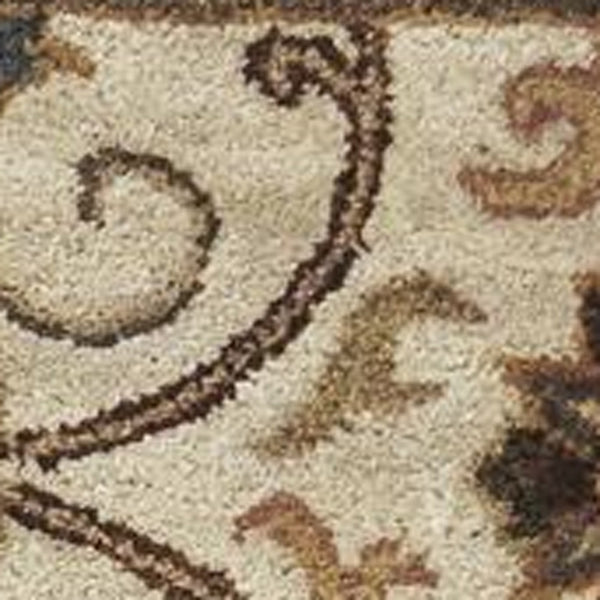 Homeroots 9' X 13' Beige Blue And Ivory Wool Floral Vines Hand Tufted Area Rug  Wool 375533