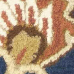 HomeRoots 7' Hand-Tufted Wool Runner Rug in Navy Blue with Orange and Brown Medallion Motifs for Warmth 7' Runner 375534