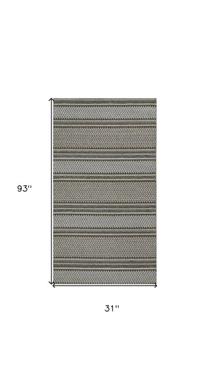 Homeroots 3' X 8' Gray Southwestern Indoor Outdoor Area Rug  Polypropylene 375546