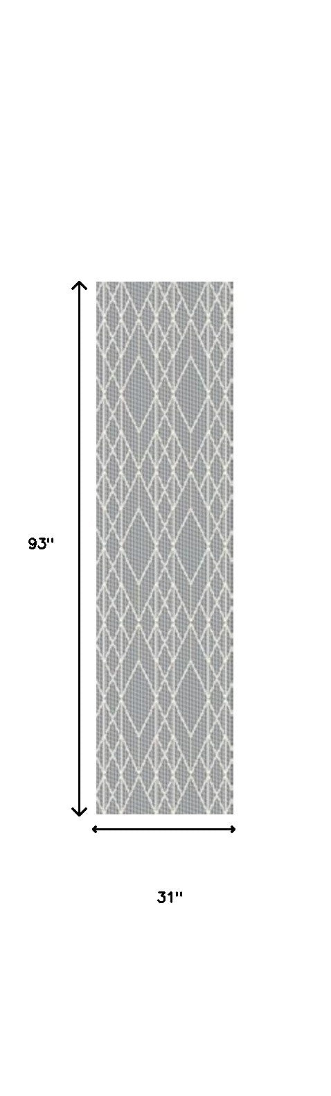 Homeroots 2' X 8' Grey Geometric Lines Runner Rug  Polypropylene 375552