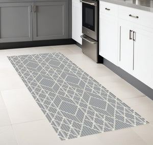 Homeroots 2' X 8' Grey Geometric Lines Runner Rug  Polypropylene 375552
