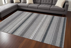 Homeroots 8' X 10' Taupe Striped Area Rug  Polypropylene 375574