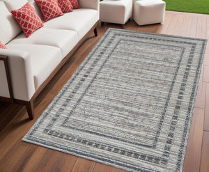 Homeroots 5' X 8' Gray Striped Indoor Outdoor Area Rug  Polypropylene 375578