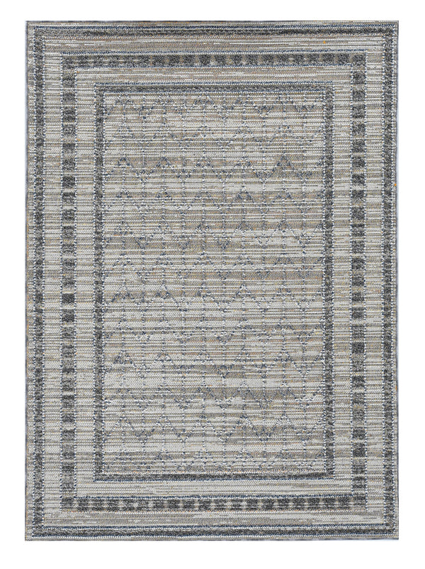 Homeroots 5' X 8' Gray Striped Indoor Outdoor Area Rug  Polypropylene 375578