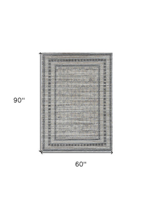 Homeroots 5' X 8' Gray Striped Indoor Outdoor Area Rug  Polypropylene 375578