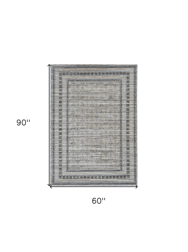 Homeroots 5' X 8' Gray Striped Indoor Outdoor Area Rug  Polypropylene 375578