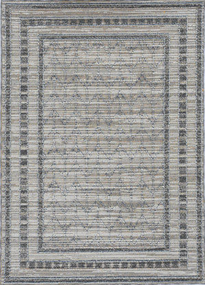 Homeroots 8' X 10' Gray Striped Indoor Outdoor Area Rug  Polypropylene 375580