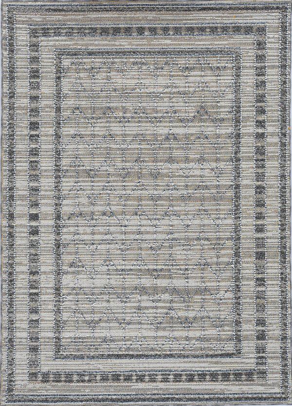 Homeroots 8' X 10' Gray Striped Indoor Outdoor Area Rug  Polypropylene 375580