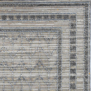 Homeroots 8' X 10' Gray Striped Indoor Outdoor Area Rug  Polypropylene 375580