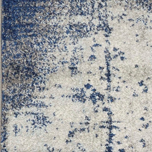 HomeRoots 5' Contemporary Blue Ivory Gray Abstract Area Rug - Durable, Stain-Resistant, Plush Comfort for Homes 5' X 7' 375583