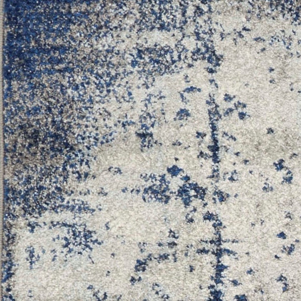 HomeRoots 5' Contemporary Blue Ivory Gray Abstract Area Rug - Durable, Stain-Resistant, Plush Comfort for Homes 5' X 7' 375583