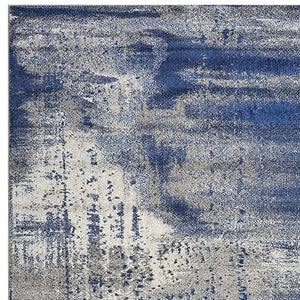 HomeRoots 8' Abstract Shag Area Rug in Blue, Ivory, and Gray - Plush Comfort and Modern Style for Any Room 8' X 10' 375585