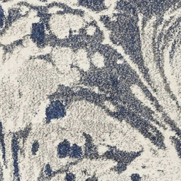 HomeRoots 5' Blue-Gray and Ivory Abstract Area Rug – Modern Style, Soft Texture, Durable for High-Traffic Areas 5' X 8' 375587