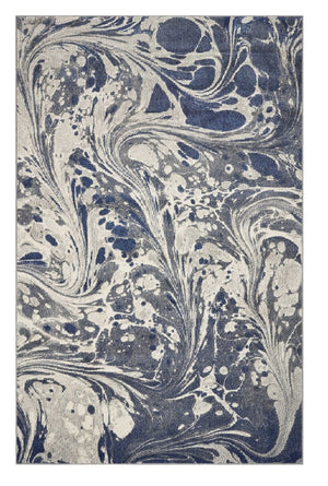HomeRoots 5' Blue-Gray and Ivory Abstract Area Rug – Modern Style, Soft Texture, Durable for High-Traffic Areas 5' X 8' 375587