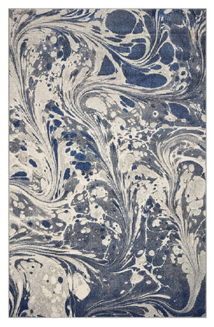 HomeRoots 7' Blue Gray and Ivory Abstract Area Rug – Durable, Stain-Resistant Design for Modern Living Spaces 7' X 9' 375588