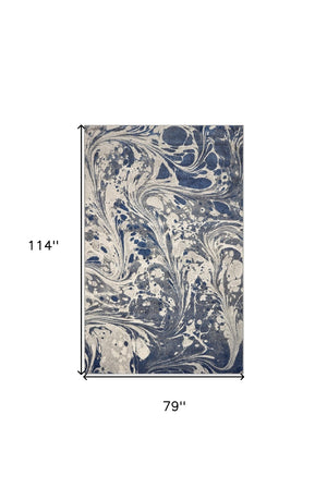 HomeRoots 7' Blue Gray and Ivory Abstract Area Rug – Durable, Stain-Resistant Design for Modern Living Spaces 7' X 9' 375588