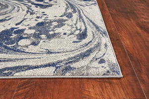 HomeRoots 8' Blue-Gray and Ivory Abstract Area Rug - Modern Art Design for Stylish Living Spaces and Comfort 8' X 10' 375589