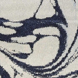 HomeRoots 5' Blue and Ivory Abstract Area Rug - Contemporary Design, Plush Comfort, Stain Resistant, Family-Friendly 5' X 7' 375591