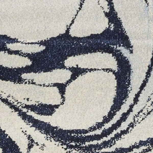 HomeRoots 5' Blue and Ivory Abstract Area Rug - Contemporary Design, Plush Comfort, Stain Resistant, Family-Friendly 5' X 7' 375591