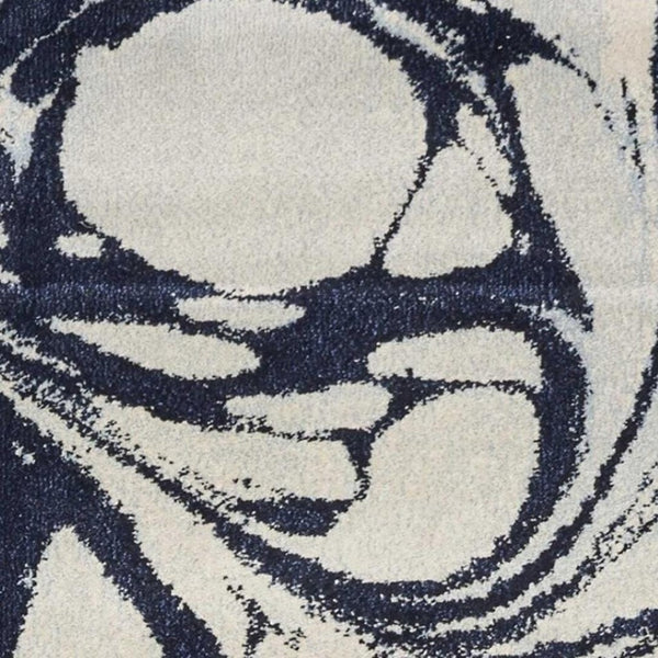HomeRoots 5' Blue and Ivory Abstract Area Rug - Contemporary Design, Plush Comfort, Stain Resistant, Family-Friendly 5' X 7' 375591