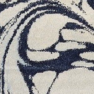 HomeRoots 5' Blue and Ivory Abstract Area Rug - Contemporary Design, Plush Comfort, Stain Resistant, Family-Friendly 7' X 10' 375592