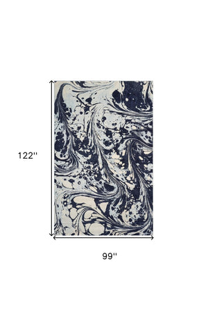 HomeRoots 8' Plush Blue and Ivory Abstract Shag Area Rug – Modern Design for Cozy Living Spaces and Easy Care 8' X 10' 375593