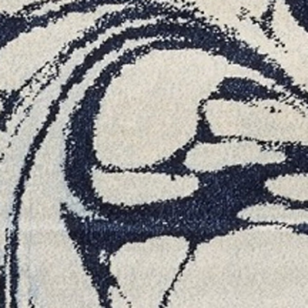 HomeRoots 8' Plush Blue and Ivory Abstract Shag Area Rug – Modern Design for Cozy Living Spaces and Easy Care 8' X 10' 375593