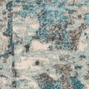 HomeRoots 5' Ivory and Teal Abstract Area Rug - Stylish, Durable, Stain-Resistant Design for Modern Spaces 5' X 8' 375595