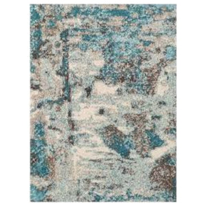 HomeRoots 5' Ivory and Teal Abstract Area Rug - Stylish, Durable, Stain-Resistant Design for Modern Spaces 5' X 8' 375595